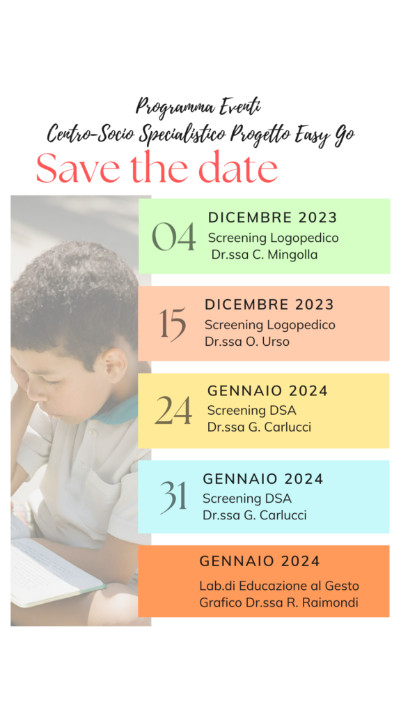 SAVE THE DATE: SCREENING PER L'INDIVIDUAZIONE PRECOCE!